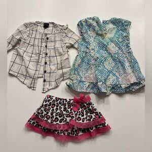 Stylish Girls' Outfit Set with Top, Dress, and Skirt